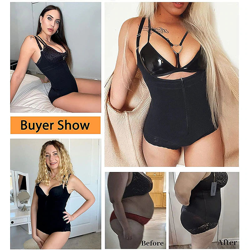 Shapewear for Women Tummy Control Fajas Colombianas Body Shaper Zipper Open Bust Bodysuit