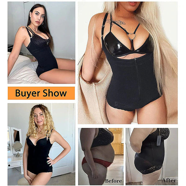 Shapewear for Women Tummy Control Fajas Colombianas Body Shaper Zipper Open Bust Bodysuit