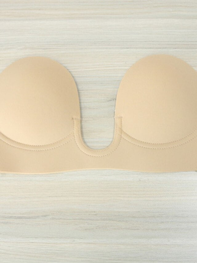 Women's Tube Bra Adhesive Bras Strapless Bras Full Coverage Deep V Breathable Invisible Pure Color Sticky Casual Daily Polyester Sexy 1PC Secondary image