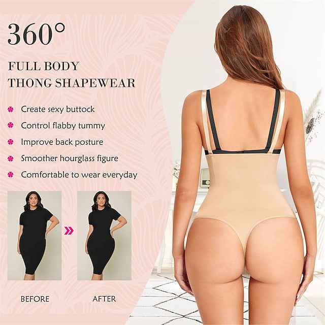 Women Waist Trainer Shapewear Thong Bodysuit Seamless Tummy Control Panty Faja Open Bust Body Shaper