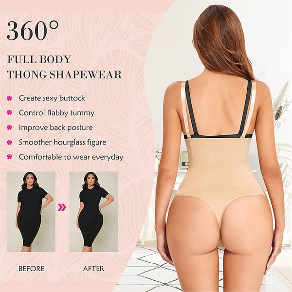 Women Waist Trainer Shapewear Thong Bodysuit Seamless Tummy Control Panty Faja Open Bust Body Shaper
