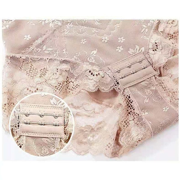 Womens Shapewear Firm Control Lace N Smooth Built-in Bra Body Shaper Fajas Crotch Lingerie Sexy Lace Bodysuit Deep V Teddy One Piece Lace Babydoll