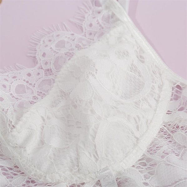 Women's Fixed Straps Double Strap Sheer Bras 3,4 Cup V Neck Breathable Push Up Pure Color Pull-On Closure Wedding Party Party & Evening Casual Daily Polyester 1PC White Black , Bras & Bralettes