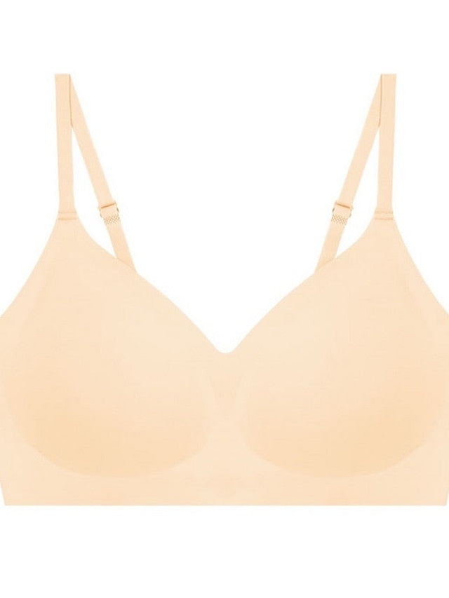 Women's Wireless Bras Padded Bras Sports Bras Fixed Straps 34 Cup V Neck Breathable Running Push Up Pure Color Pull-On Closure
