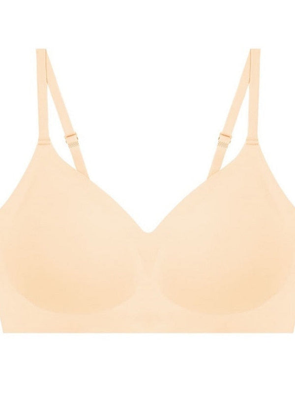 Women's Wireless Bras Padded Bras Sports Bras Fixed Straps 34 Cup V Neck Breathable Running Push Up Pure Color Pull-On Closure