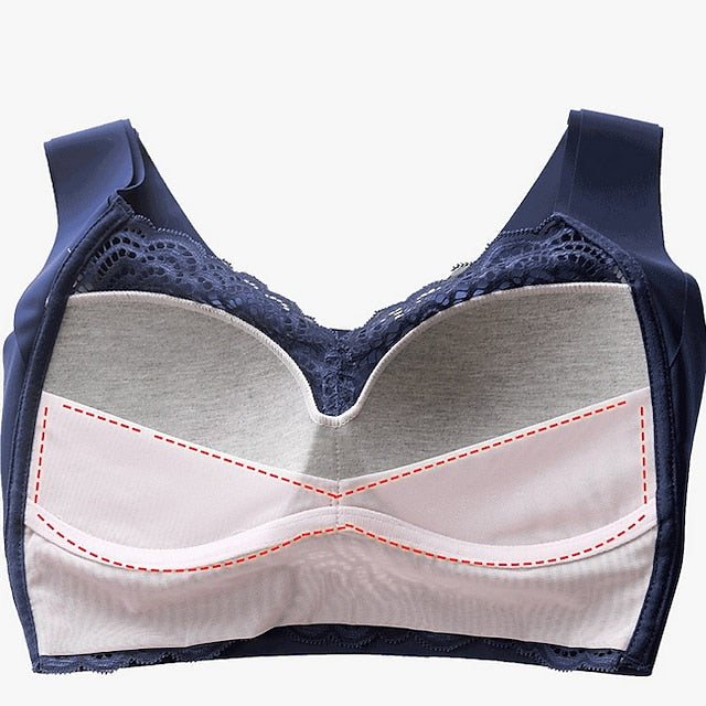 Women's Wireless Bras Full Coverage Pure Color Pull-On Closure Spandex Sexy 1PC Bras & Bralettes Plus Size