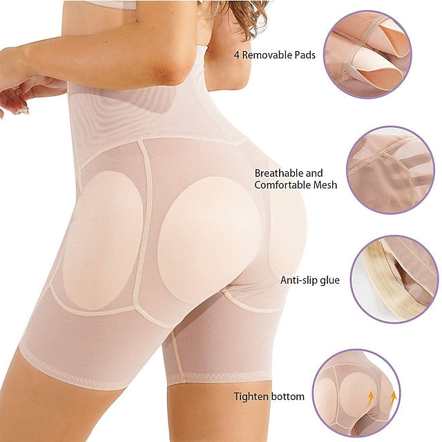 Women Shapewear Control Panties Body Shaper Butt Lifter Padded Hip Enhancer Seamless Underwear Hi- Waist Short