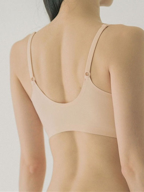 Women's Wireless Bras Padded Bras Sports Bras Fixed Straps 34 Cup V Neck Breathable Running Push Up Pure Color Pull-On Closure