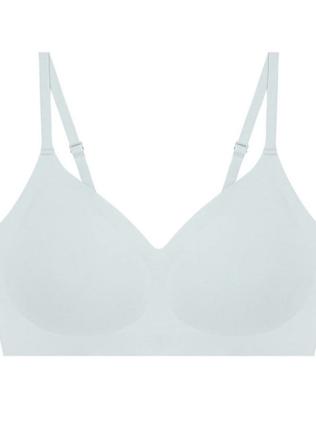 Women's Wireless Bras Padded Bras Sports Bras Fixed Straps 34 Cup V Neck Breathable Running Push Up Pure Color Pull-On Closure