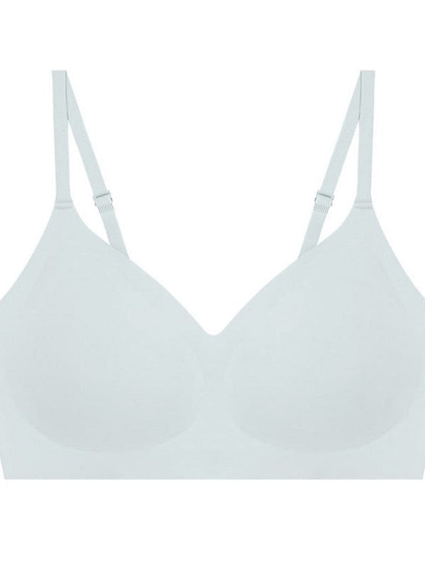 Women's Wireless Bras Padded Bras Sports Bras Fixed Straps 34 Cup V Neck Breathable Running Push Up Pure Color Pull-On Closure
