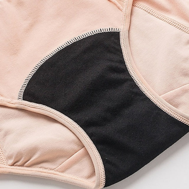 Women's Brief Underwear Period Panties 1 PC Underwear Fashion Simple Comfort Hole Pure Color Cotton Mid Waist Touch of Sensation Black Khaki Navy Blue