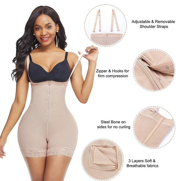 Shapewear for Women Seamless Firm Triple Control Faja Plus Size Thigh Slimmer Tummy Control Body Shaper