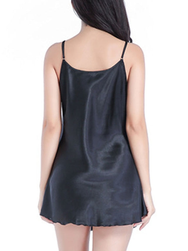 Women's Silk Sleeveless Nightgown - Simple, Breathable, Comfortable Pajamas for Home