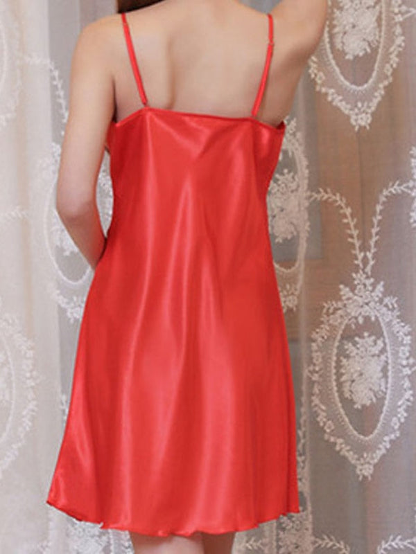 Women's Pajamas Nightgown Nighty Pjs Pure Color Simple Comfort Sweet Home Daily Bed Satin Breathable Gift V Wire Sleeveless Spring Summer Green Blue