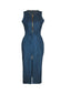 Sleeveless Women's Denim Maxi Dress - Lace-Up Bodycon for Casual & Vacation