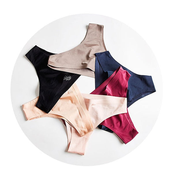 Women's Invisible Seamless Underwear Ice Silk Yoga Half Back Coverage Panties Pure Color Basic Panties