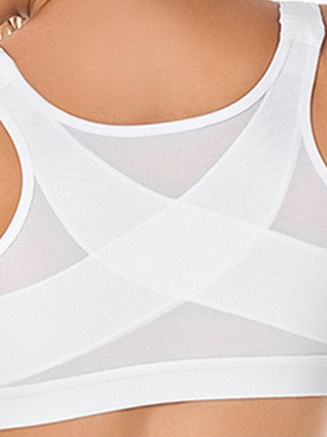 Women's Wireless Bras Sports Bras Fixed Straps 34 Cup Scoop Neck Breathable Running Sport Pure Color Front Closure Sport Nylon 1PC Bras & Bralettes