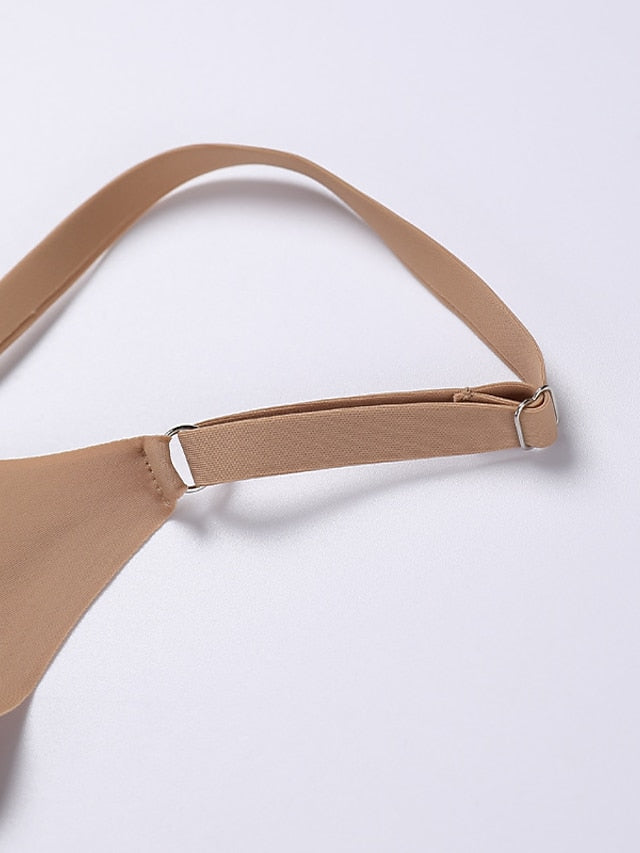 Women's Wireless Bras Padded Bras Double Strap Adjustable Full Coverage V Neck Breathable Pure Color Pull-On Closure