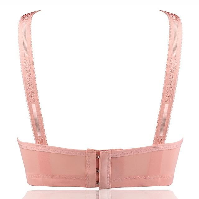 Women's Wireless Bras Full Coverage Pure Color Hook & Eye Cotton 1PC Plus Size