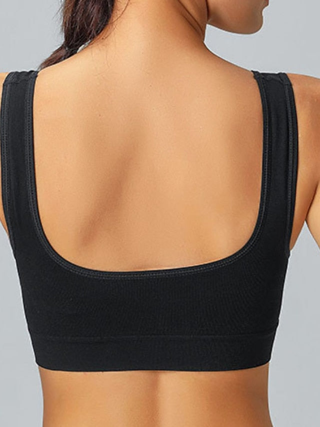 Women's Wireless Bras Fixed Straps 34 Cup Deep U Breathable Pure Color Pull-On Closure Casual Daily Nylon 1PC Bras & Bralettes