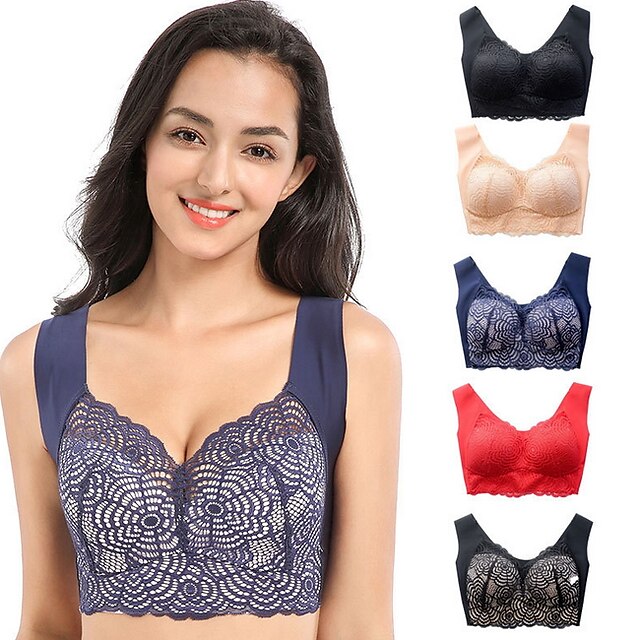 Women's Wireless Bras Full Coverage Pure Color Pull-On Closure Spandex Sexy 1PC Bras & Bralettes Plus Size Main image