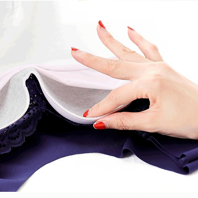 Women's Plus Size Bras & Bralettes Seamless Full Coverage Solid Color Micro-elastic Push Up Casual Daily Nylon V Neck