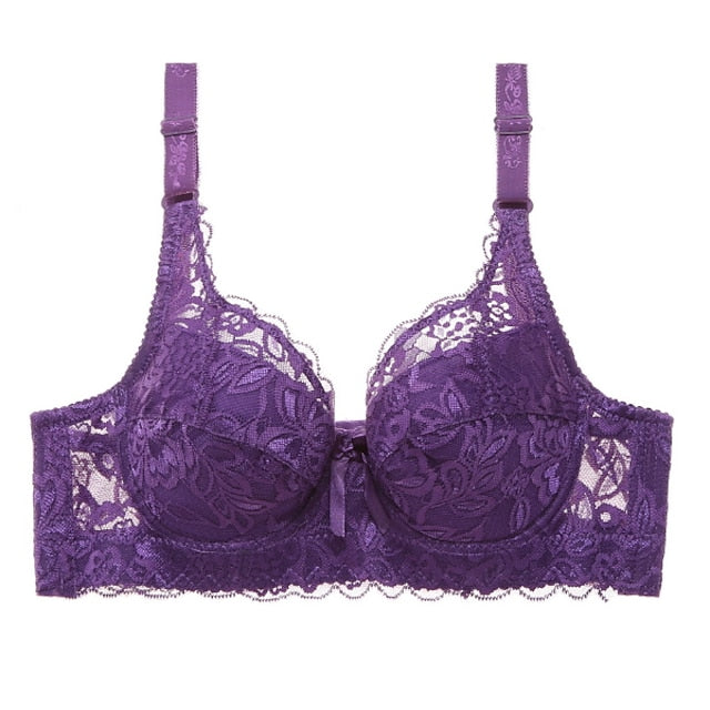 Women's Push Up Bras 34 Cup Lace Pure Color Hook & Eye Daily Wear POLY 1PC Plus Size