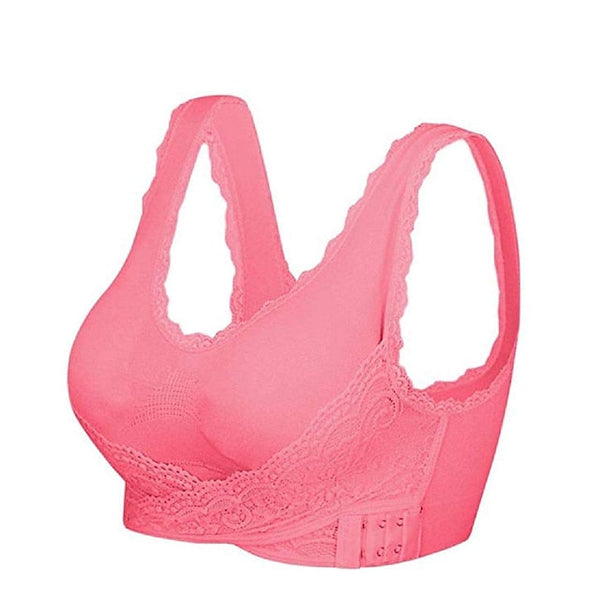 Women's Oversized Lace Sports Bras Cross Front Side Buckle Wire Free Bra Yoga Workout Activewear