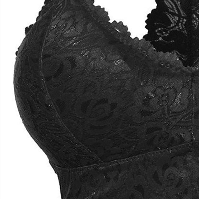 Women's Wireless Bras Fixed Straps Full Coverage V Neck Breathable Lace Pure Color Pull-On Closure Date Casual Daily Nylon Sexy 1PC Bras & Bralettes