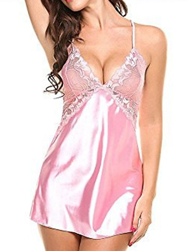 Women's Sexy Lace Backless Mini Dress - Summer Solid Color Lounge Wear