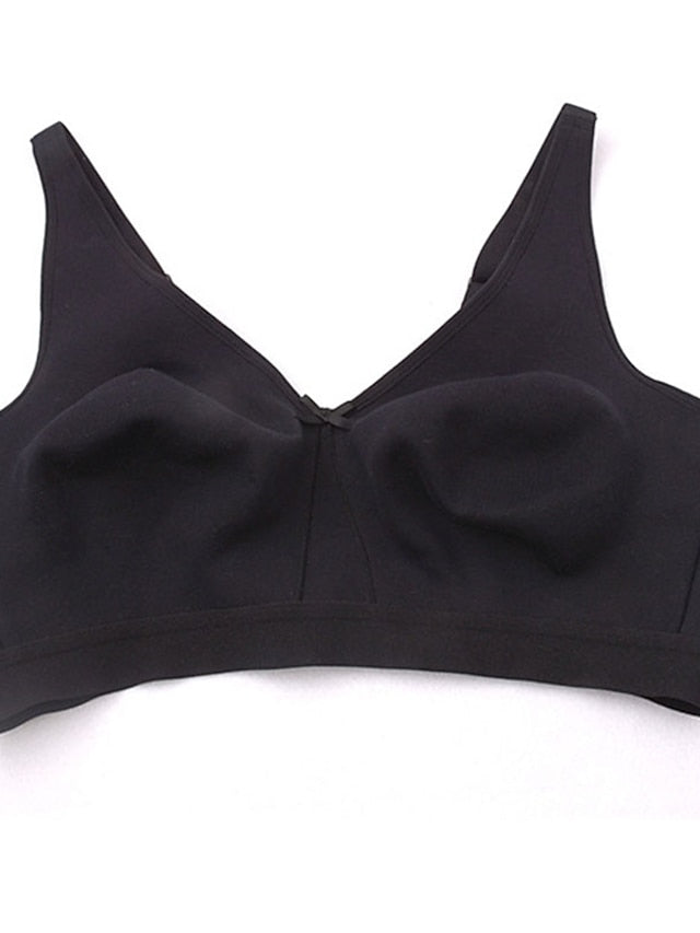 Women's Wireless Bras Padded Bras Fixed Straps Full Coverage Deep U Breathable Pure Color Hook & Eye Date