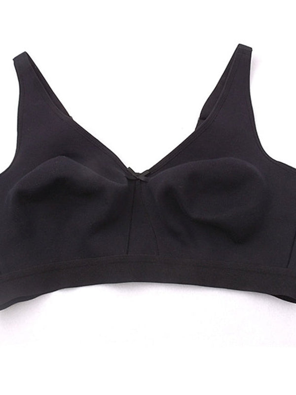 Women's Wireless Bras Padded Bras Fixed Straps Full Coverage Deep U Breathable Pure Color Hook & Eye Date