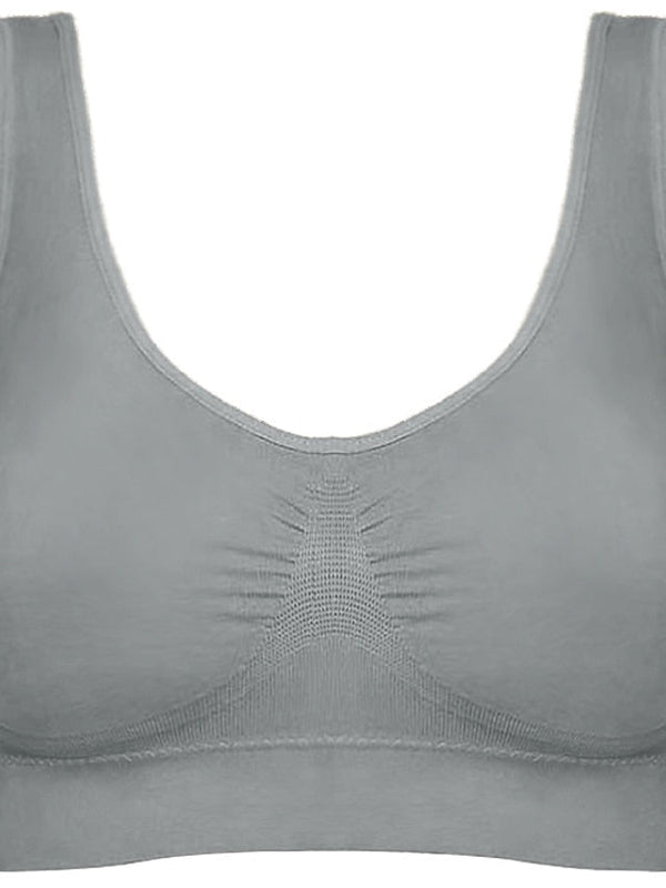 Women's Wireless Bras Fixed Straps 34 Cup Deep U Breathable Pure Color Pull-On Closure Casual Daily Nylon 1PC Bras & Bralettes