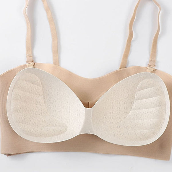 Women's Wireless Bras Padded Bras Adjustable Strapless Bras 3,4 Cup V Neck Breathable Push Up Invisible Pure Color Front Closure Date Valentine's Day Casual Daily Nylon 1PC White Black , 1 PC