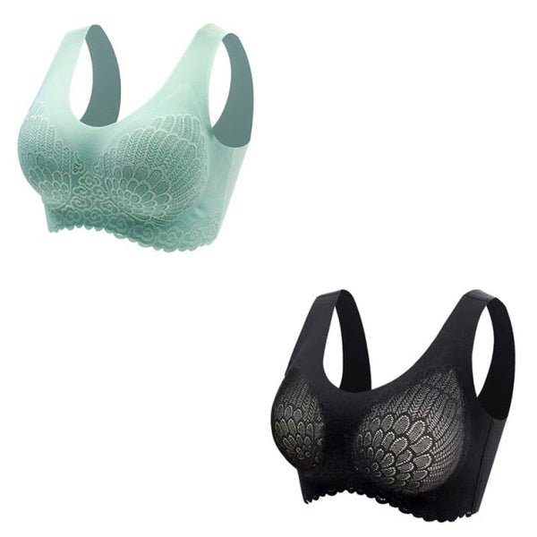 Sexy Skin-friendly Women's Seamless Latex Bras Plus Size 2Pcs
