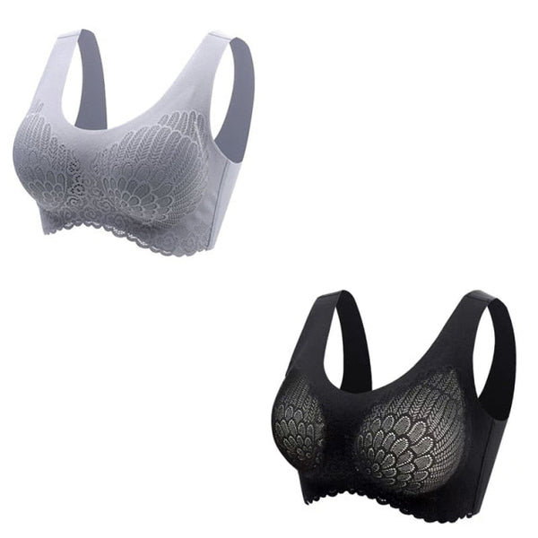 Sexy Skin-friendly Women's Seamless Latex Bras Plus Size 2Pcs
