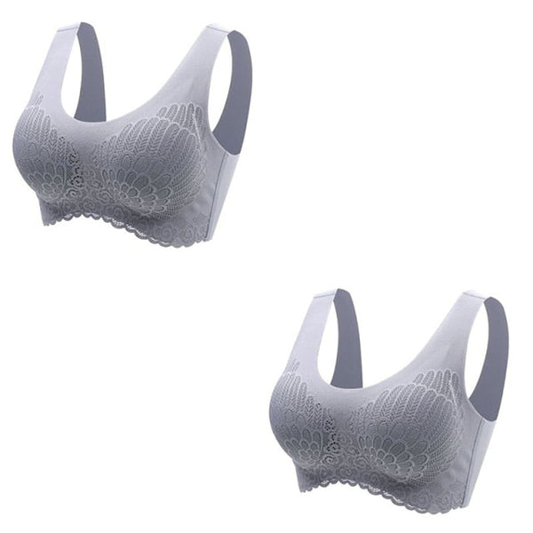 Sexy Skin-friendly Women's Seamless Latex Bras Plus Size 2Pcs