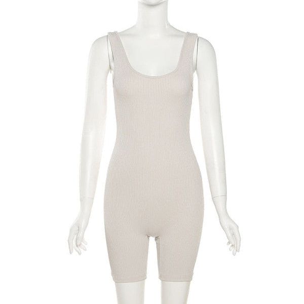 Sexy Women's Sleeveless Solid Knitted Bodycon Playsuits For Sports