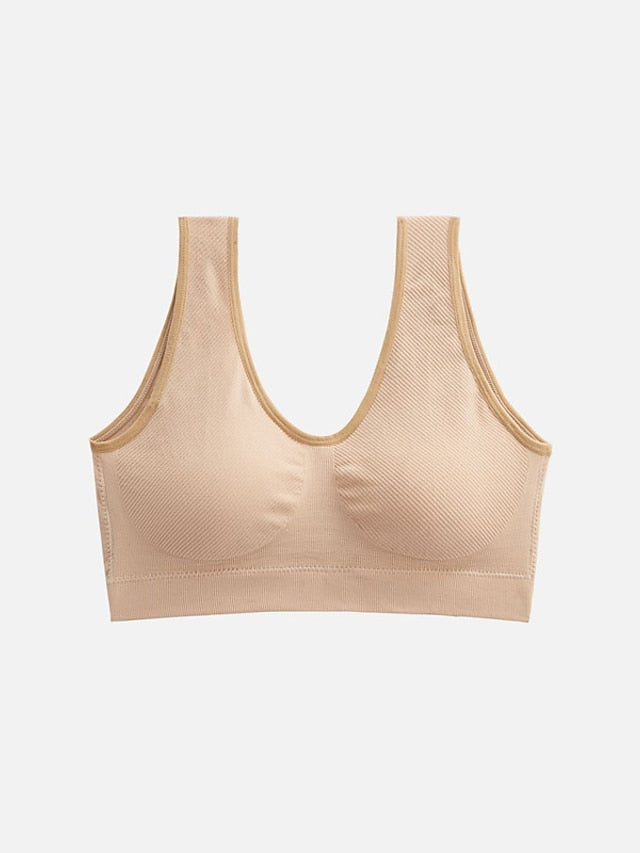 Women's Wireless Bras Sports Bras Fixed Straps Full Coverage Scoop Neck Breathable Sport Pure Color Pull-On Closure Casual Daily Nylon 1PC Green White , Bras & Bralettes , 1 PC