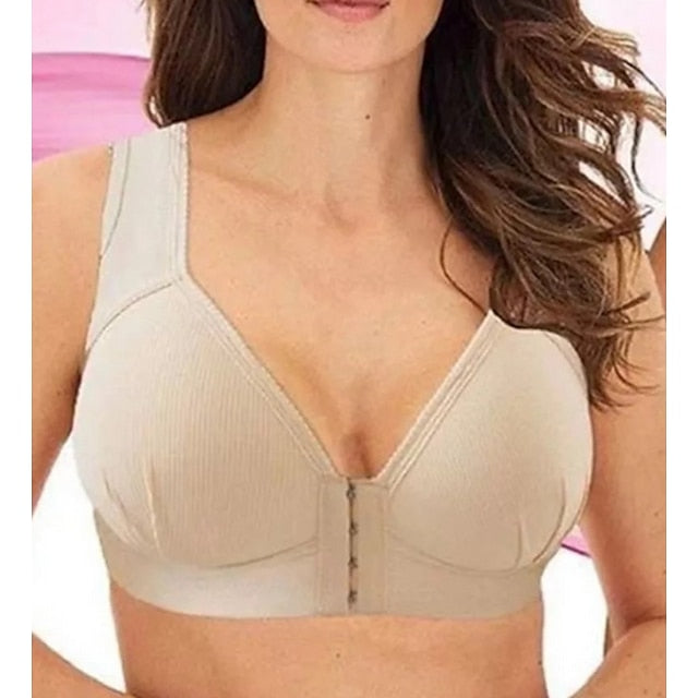 Women's Push Up Bras Full Coverage Lace Pure Color Front Closure Nylon Sexy 1PC Bras & Bralettes Plus Size