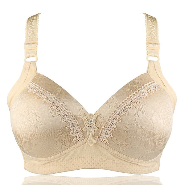 Women's Wireless Bras Full Coverage Pure Color Hook & Eye Cotton 1PC Plus Size