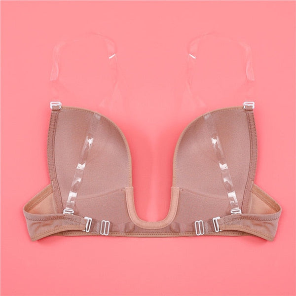 Plunge U Invisible Bra Seamless Convertible Transparent Back Straps Backless Bras Princess Party Dress Wedding Elegant Ceremony