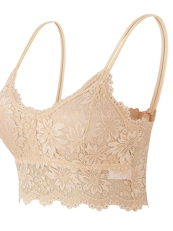 Women's Lace Bras Sheer Bras 34 Cup V Neck Push Up Lace Pure Color Pull-On Closure Date Valentine's Day Casual Daily Nylon Sexy 1PC Bras & Bralettes