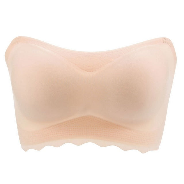 Women's Bras & Bralettes Seamless Strapless Full Coverage Solid Color Sexy Micro-elastic Push Up Invisible Sport Casual Daily Nylon Black , 1 PC