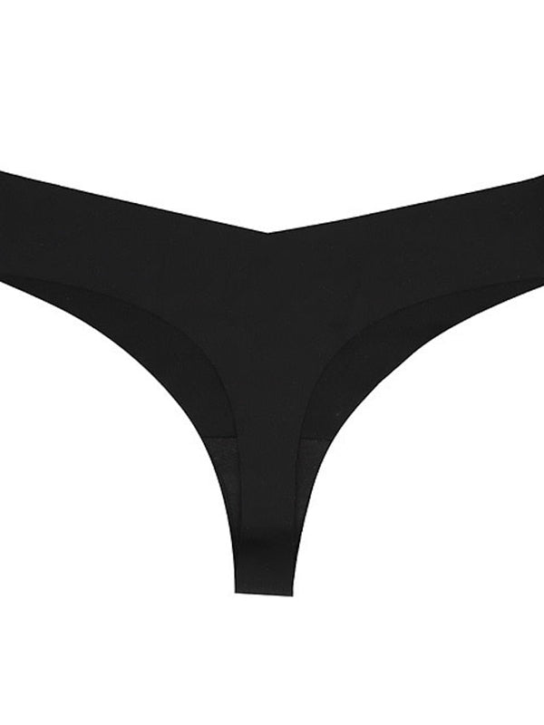 Women's Sexy Panties G-strings & Thongs Panties Brief Underwear 5 PC Underwear Simple Sexy Comfort Basic Pure Color Nylon Low Waist Touch of Sensation Light Blue Green Black