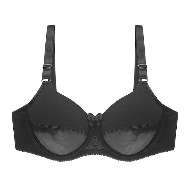 Women's Underwire Bras Full Coverage Pure Color Hook & Eye Nylon 1PC Plus Size