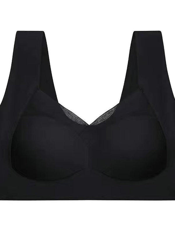 Women's Wireless Bras Fixed Straps Full Coverage V Neck Breathable Pure Color Pull-On Closure Casual Daily Nylon 1PC Pink Bras & Bralettes