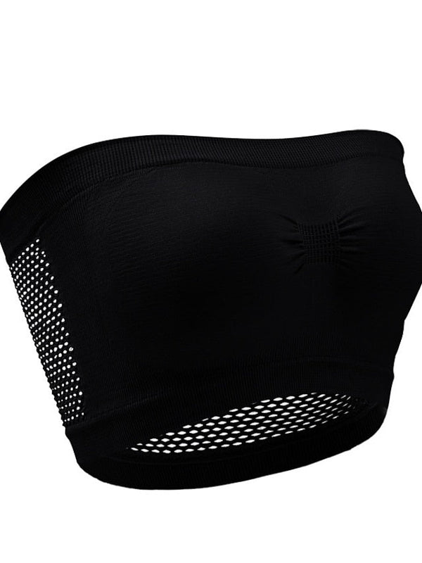 Women's Wireless Bras Padded Bras Tube Bra Strapless Bras Full Coverage Scoop Neck Breathable Invisible Pure Color Pull-On Closure