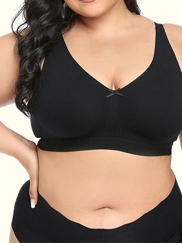 Women's Wireless Bras Padded Bras Fixed Straps Full Coverage Deep U Breathable Pure Color Hook & Eye Date