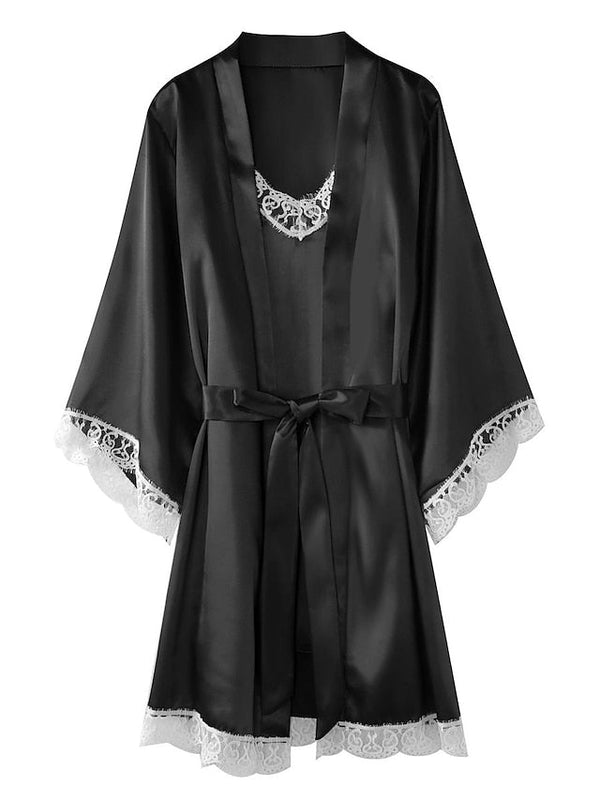 Women's Sexy Lace V-Neck Sheath Mini Dress - Classic ColorBlock Party Wear